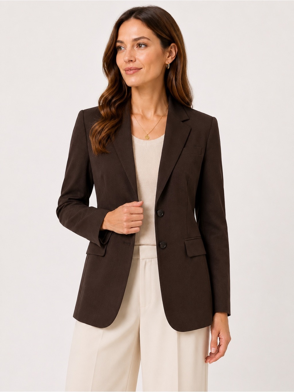 Caslon Tailored Blazer Jacket Business Professional Office Wool Brown Size 8